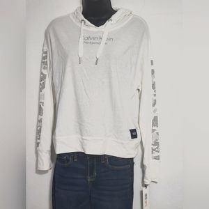 Calvin Klein foil logo rhinestone hoodie🤍